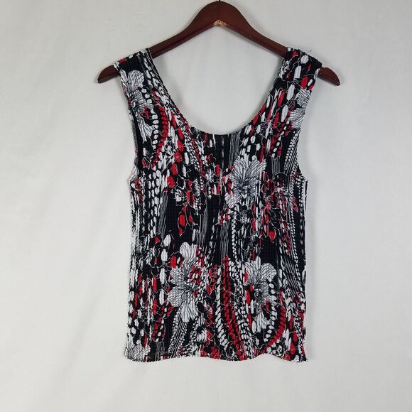 Womens Shirt Medium Multicolor Popcorn Tank Top Big Floral Print Scoop Neck‎ - Picture 2 of 8